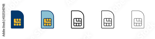 Sim card icon vector isolated on white background. Mobile sim icon. Mobile cellular phone sim card chip.