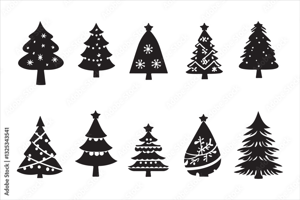 Obraz premium Decorative Christmas Tree Vector Pack 