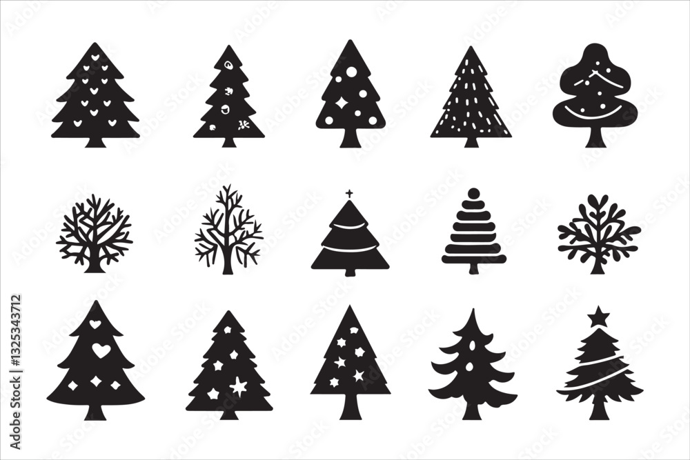 Obraz premium Festive Christmas Tree Vector Set