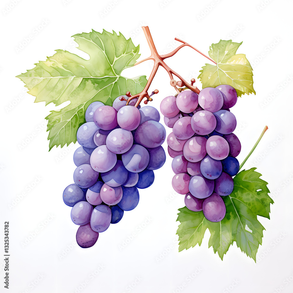 Fototapeta premium Digital technology grape watercolor design illustration