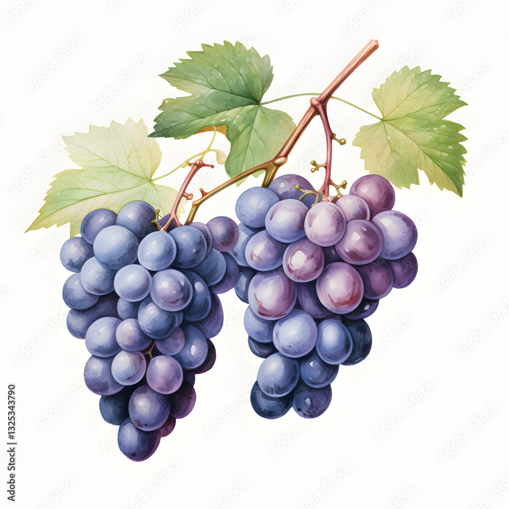 Fototapeta premium Digital technology grape watercolor design illustration