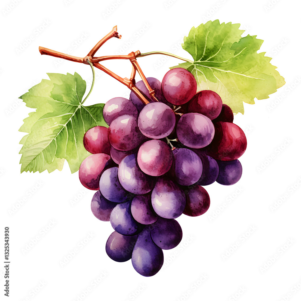 Fototapeta premium Digital technology grape watercolor design illustration