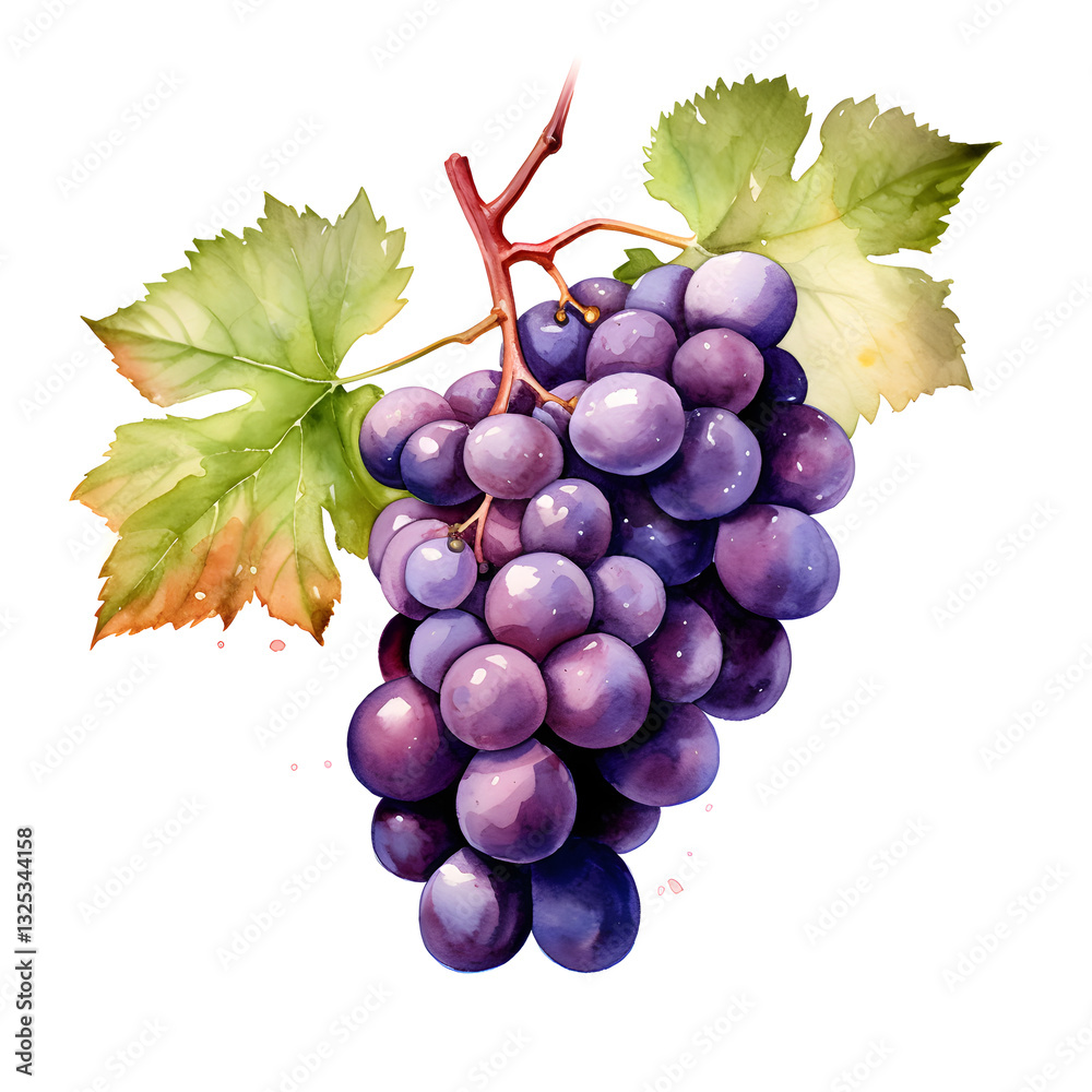 Fototapeta premium Digital technology grape watercolor design illustration