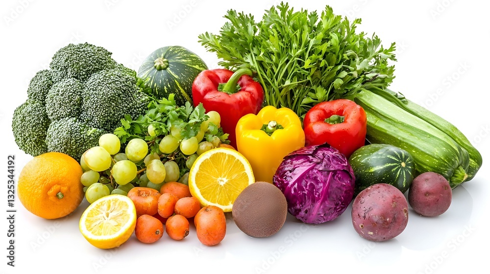 vegetables and fruits on a white background vegetables and fruits on a white background