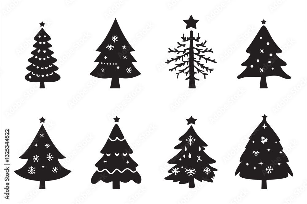 Obraz premium Festive Christmas Tree Vector Set 