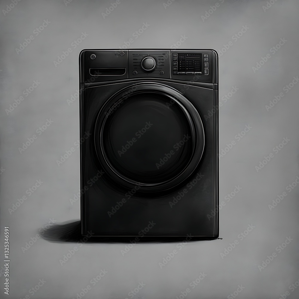 Fototapeta premium Black Electric Clothes Dryer in Studio Setting