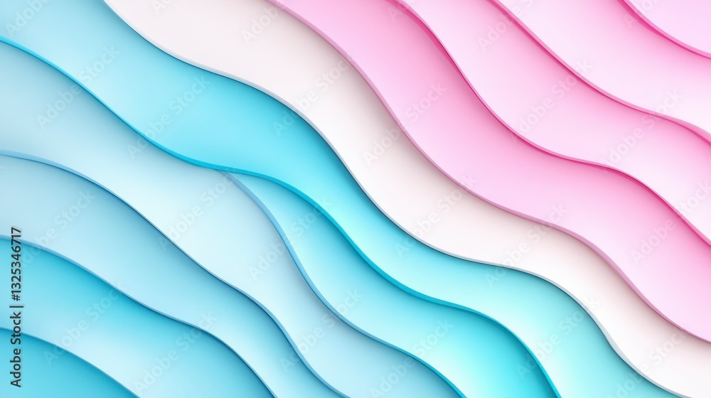 Fototapeta premium Fluid Wave Pattern in Pastel Colors of Blue and Pink Shades