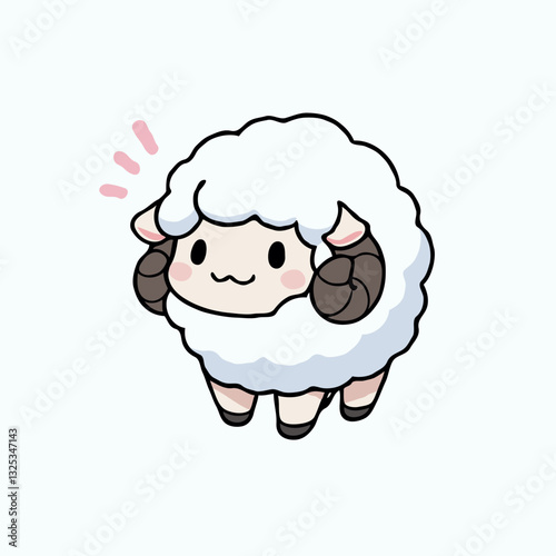 Cute kawaii sheep chibi cartoon vector illustration 