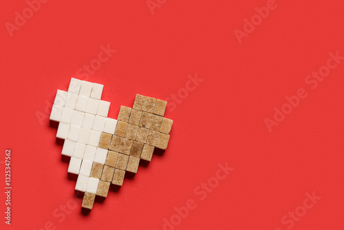 Heart made of sugar cubes o...
