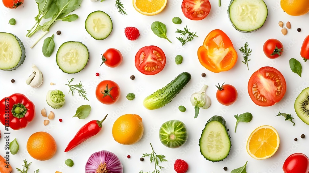 Seamless pattern of various fresh vegetables Seamless pattern of various fresh vegetables