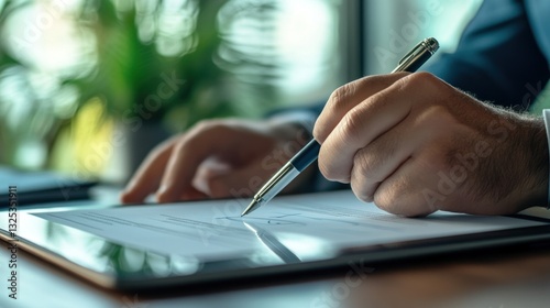 Digital agreement signing process on tablet device enhancing modern efficiency