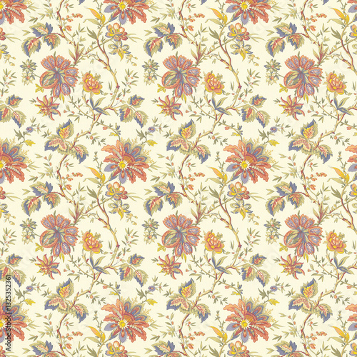 Wallpaper Mural Floral ornament background paper, seamless fabric with textured pattern Torontodigital.ca