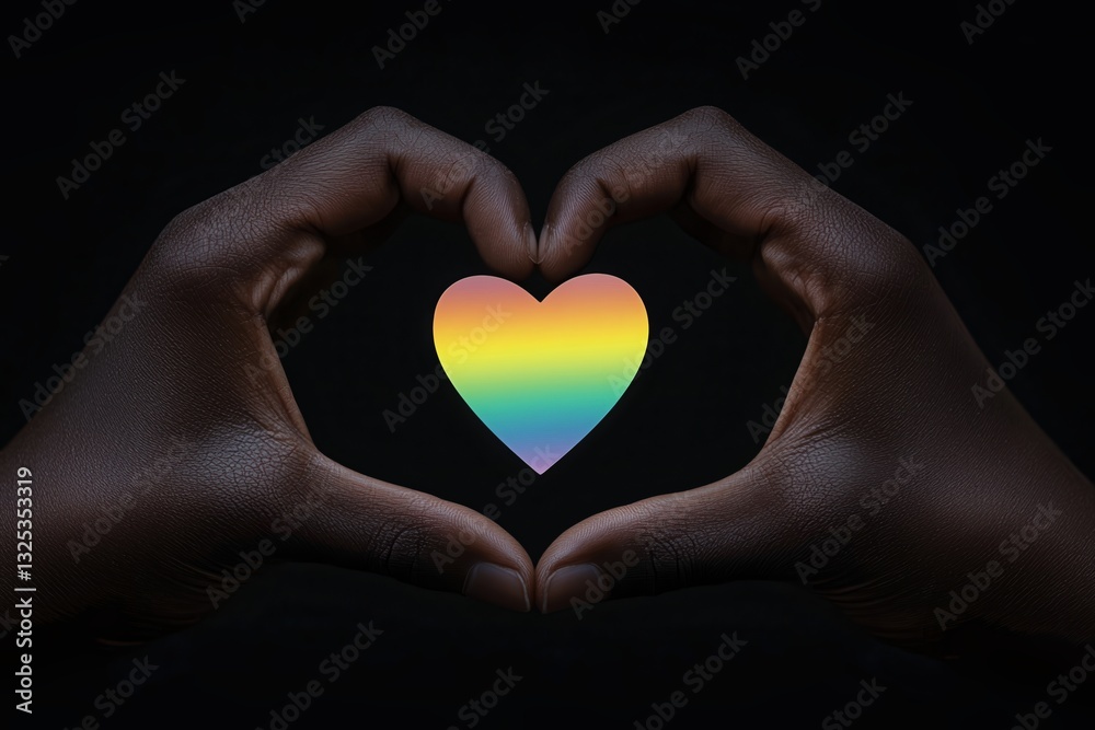 Fototapeta premium Citizens Gathering Awareness Concepts. Hands forming a heart shape around a colorful heart symbol.