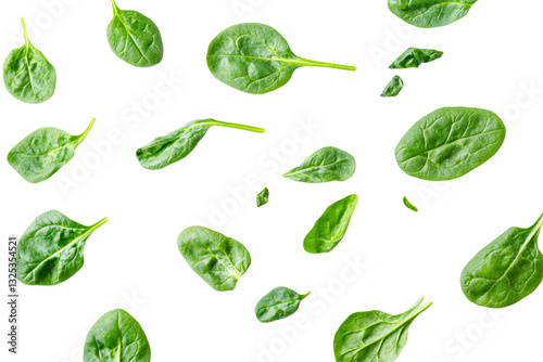 Spinach Leaves Isolated On Transparent. Raw Food, Healthy Eating Concept. Great For Backgrounds.
