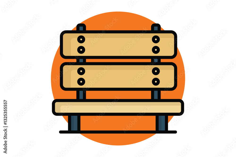 Bench icon. colored outline icon style. icon related to furniture. furniture elements vector illustration Bench icon. colored outline icon style. icon related to furniture. furniture elements vector illustration
