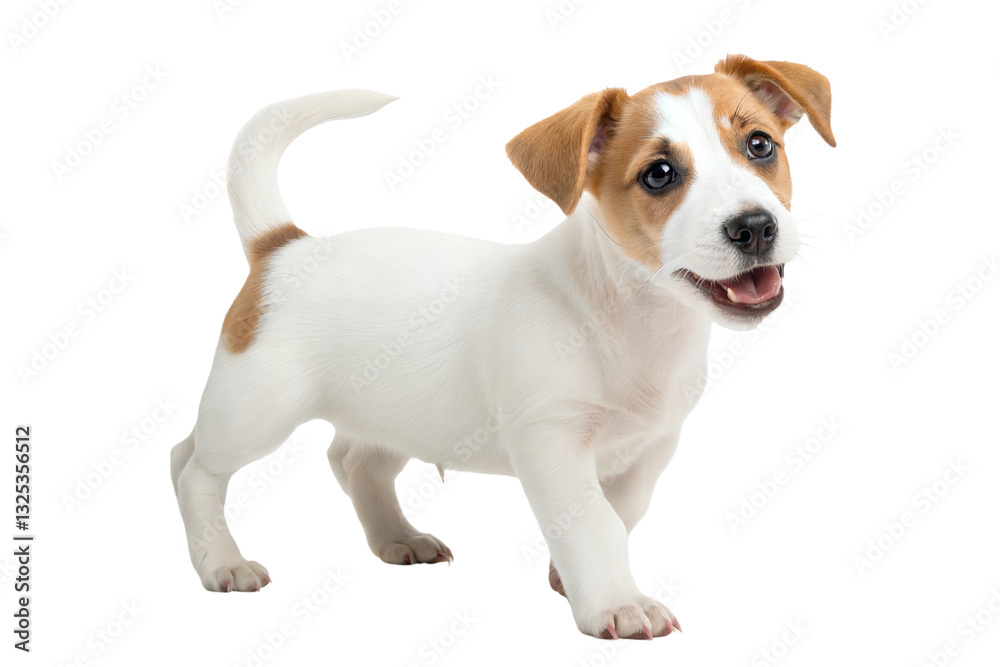 Fototapeta premium border collie puppy looking up, isolated on white background