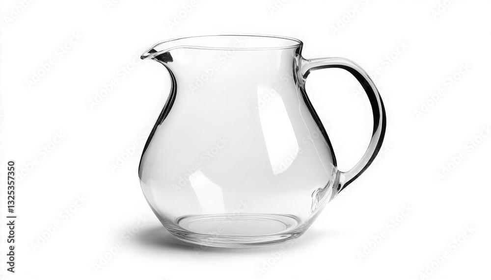 Elegant Transparent Glass Pitcher Perfect for Kitchenware Advertisement with Fresh Ingredients on a Crisp White Background. Elegant Transparent Glass Pitcher Perfect for Kitchenware Advertisement with Fresh Ingredients on a Crisp White Background.