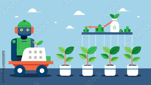 With the ability to transplant seedlings at a rapid rate robotic seedling transplanters help farmers get their crops in the ground quickly maximizing the growing season and. Vector illustration