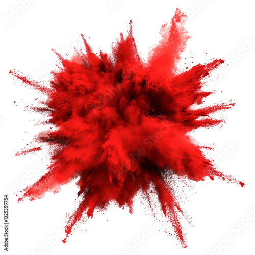 Vibrant Red Powder Explosion On A Transparent Backdrop, Ideal For Adding A Burst Of Color To Your Project