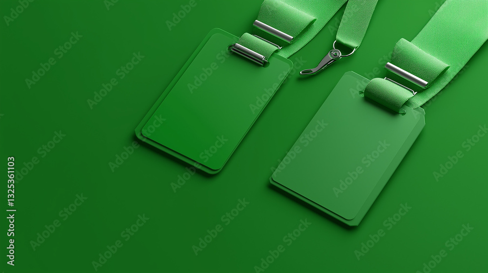 Obraz premium mockup green id card Lanyard
