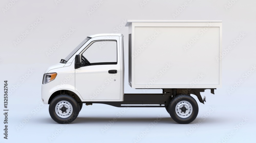 Compact white cargo truck with side view for delivery and logistics design Compact white cargo truck with side view for delivery and logistics design