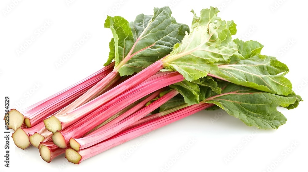 Rhubarb stalks on a white background Rhubarb stalks on a white background