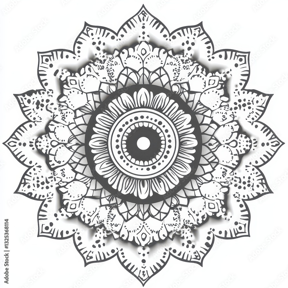 Minimalist mandala pattern with clean vector symmetry and subtle geometric detailing