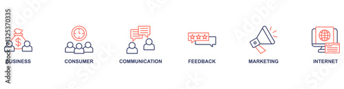 B2C banner web icon vector illustration concept with icon of business, consumer, communication, feedback, marketing, internet
