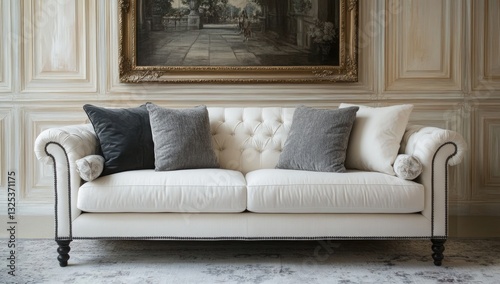 Elegant cream sofa in a classic room