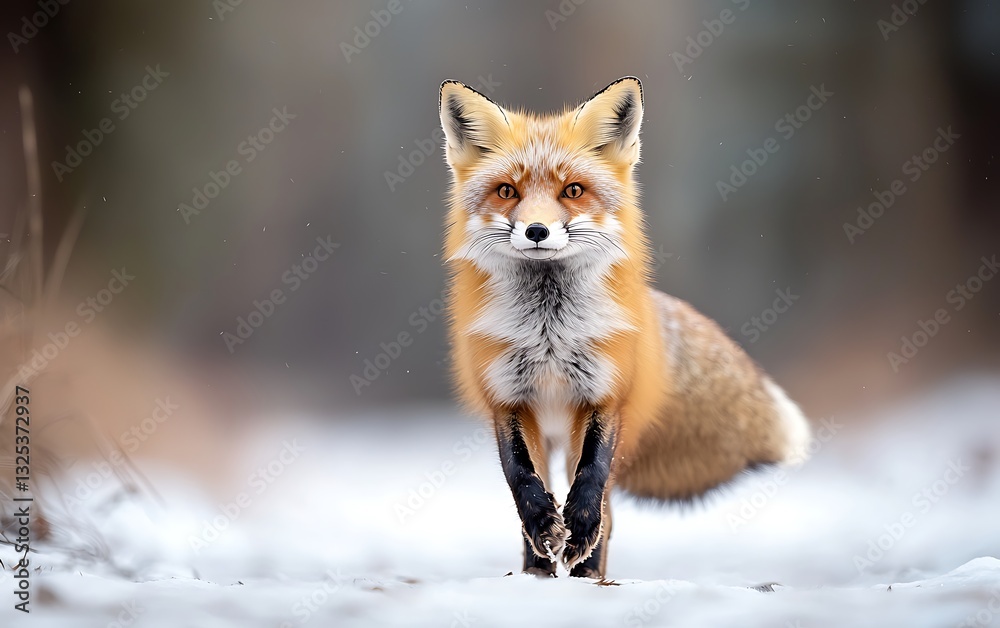 Obraz premium Red Fox in Winter Snow Wildlife Photography