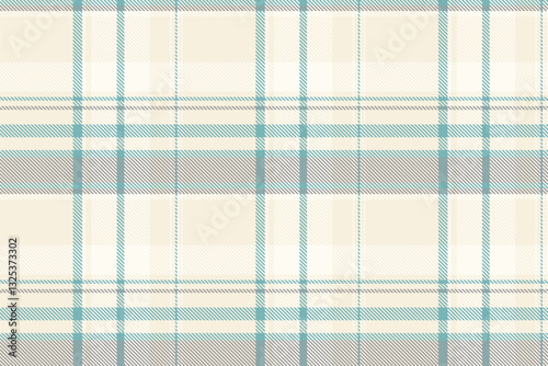 Lovely plaid texture pattern, guy seamless textile check. Folded fabric background tartan vector in beige and ivory colors.