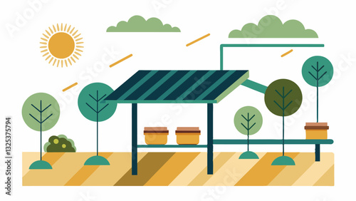 With its low maintenance requirements the shading system is a costeffective solution that ultimately leads to higher yields and greater profits for farmers.. Vector illustration