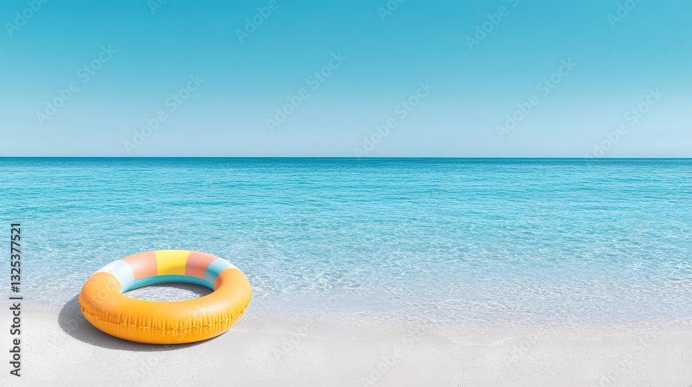 Naklejka premium Panorama view on beautiful sunset and tropical beach. Relaxation and calmness beach holiday, resort or hotel. Summer vacation on tropical beach landscape 