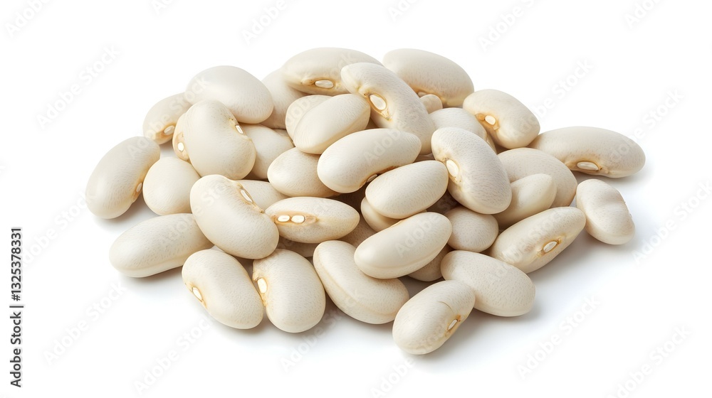 white beans isolated on white background