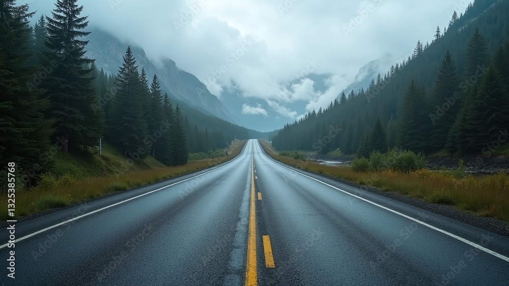 Naklejka premium Straight highway road