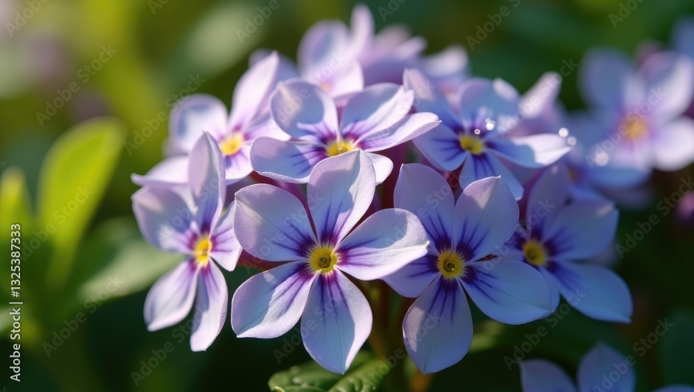 Spring flowering of mountain emerald blue creeping phlox in garden close-up Spring flowering of mountain emerald blue creeping phlox in garden close-up