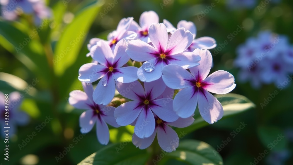 Spring bloom of mountain emerald blue creeping phlox captured closely in the garden. Spring bloom of mountain emerald blue creeping phlox captured closely in the garden.