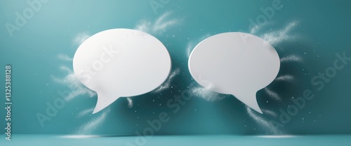 Speech bubbles icon symbol colliding. Social opinion issues and diplomatic debate. Aggressive conversation. Controversy dialogue theme.