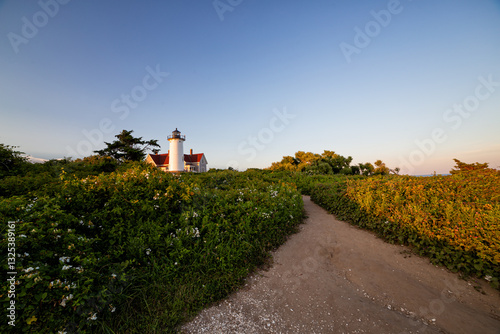 Sunset on Nobska Lighthouse in Cape Cod Massachusetts