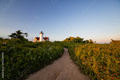 Sunset on Nobska Lighthouse in Cape Cod Massachusetts