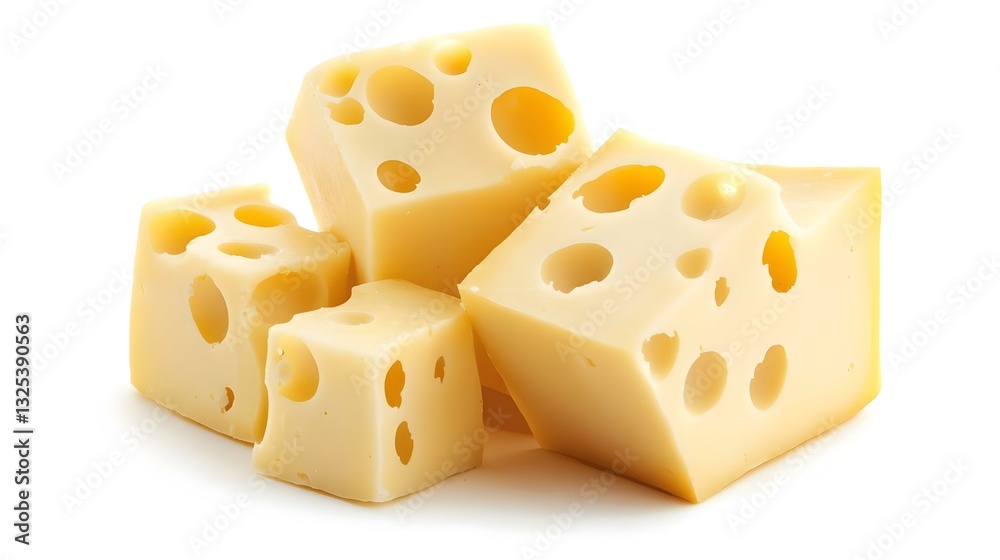 Portions cubes dice of Emmental Swiss cheese Portions cubes dice of Emmental Swiss cheese