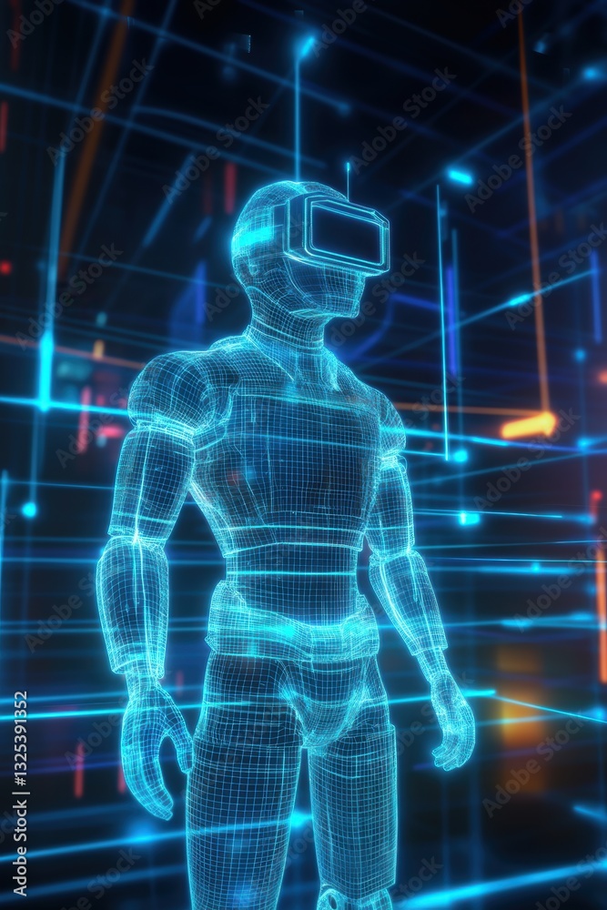 High tech background template design with theme of humanoid robot. High tech background template design with theme of humanoid robot.