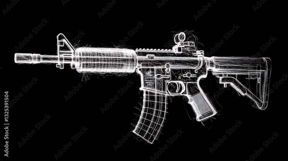 Sketch: Assault Rifle for Wireframe Design. Sketch: Assault Rifle for Wireframe Design.