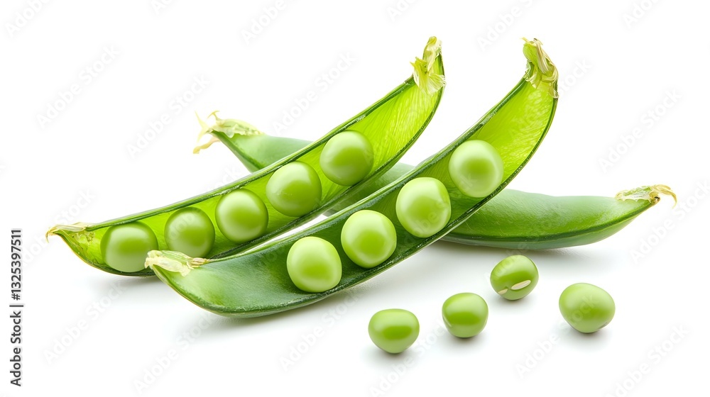 Fresh ripe green pea open pod with seeds Fresh ripe green pea open pod with seeds