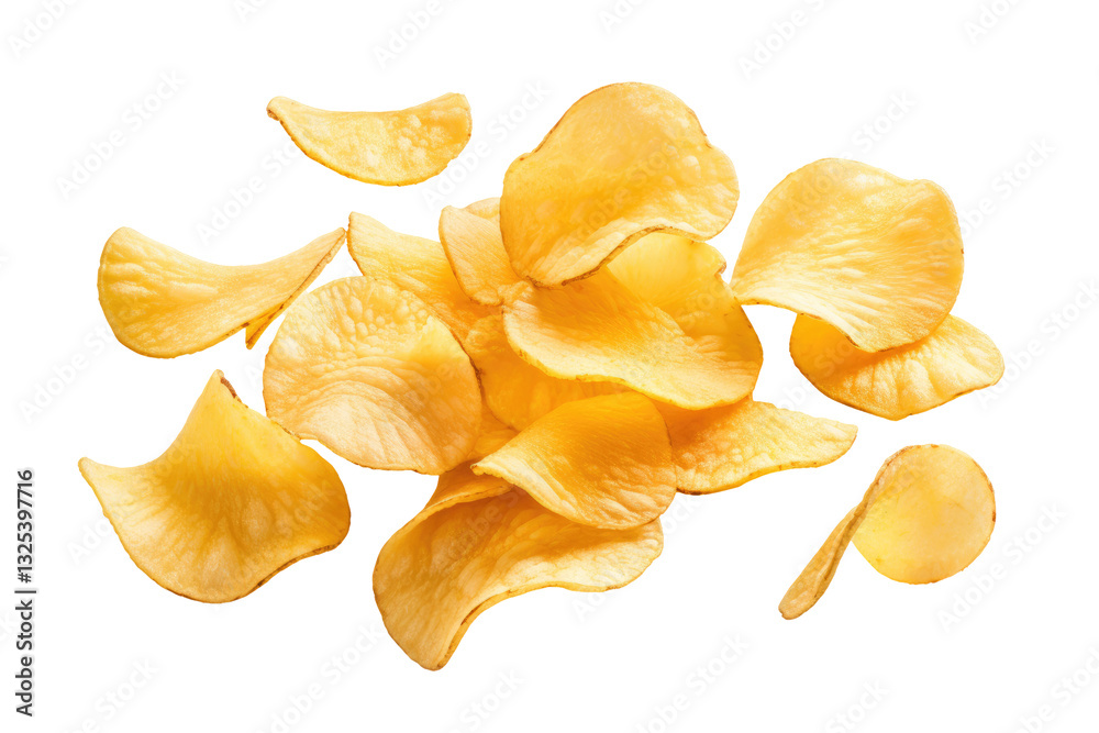 crispy potato chips on transparent background crispy potato chips on transparent background