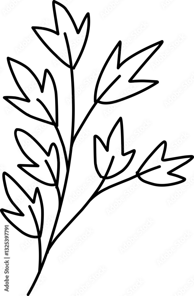 Naklejka premium Line Art Floral Leaf Element