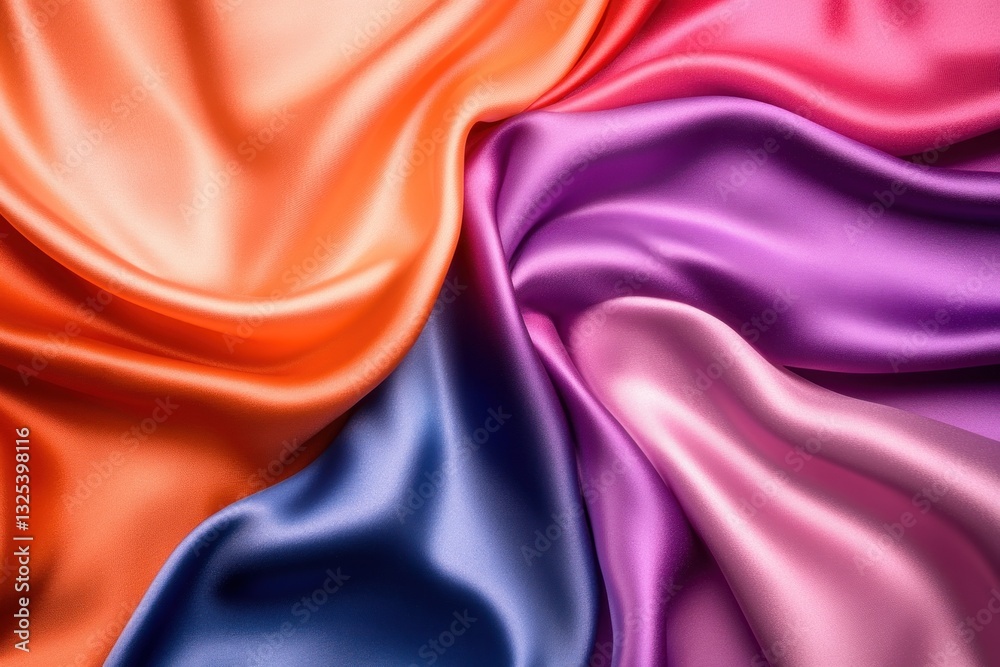 Fototapeta premium Colorful silk fabric swirl texture background.