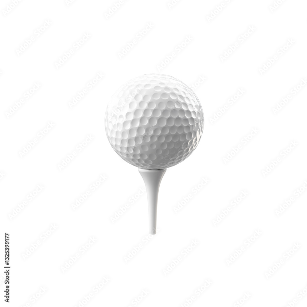 3D rendering of a golf ball on a tee, isolated on a white background. 3D rendering of a golf ball on a tee, isolated on a white background.