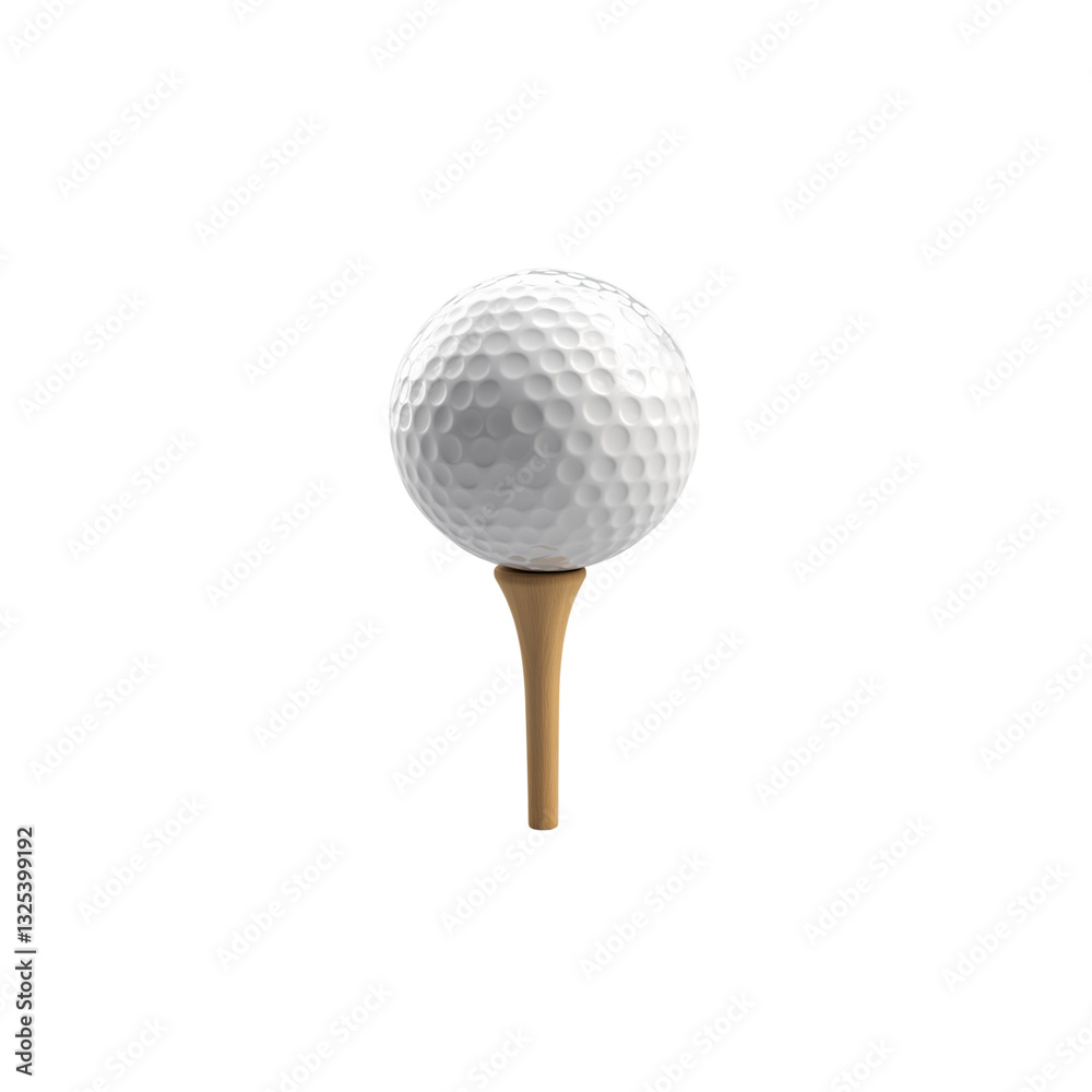 3D rendering of a golf ball on a tee, isolated on a white background. 3D rendering of a golf ball on a tee, isolated on a white background.