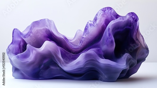 A vibrant sculpted abstract form with swirling shades of purple